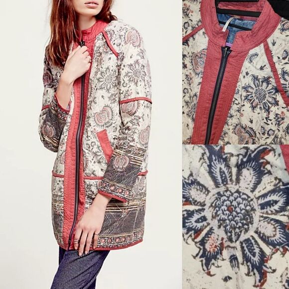 FREE PEOPLE reversible BELARIO QUILTED COTTON FALL ZIP JACKET COAT MEDIUM M L XL - Picture 1 of 14